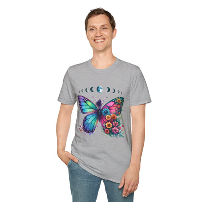Butterfly Moon Phases T‑Shirt — Colorful Floral Wing Tee