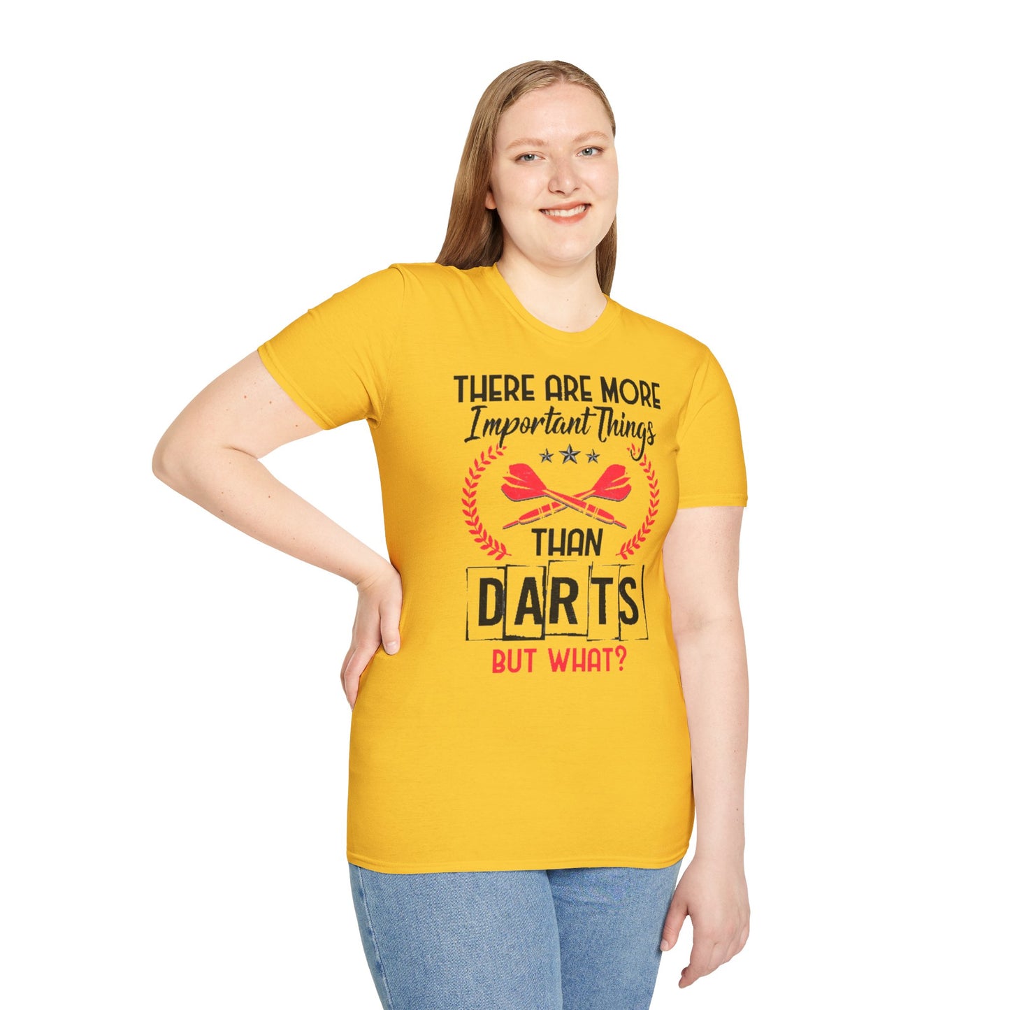 Darts T-Shirt — "There Are More Important Things Than Darts But What?"