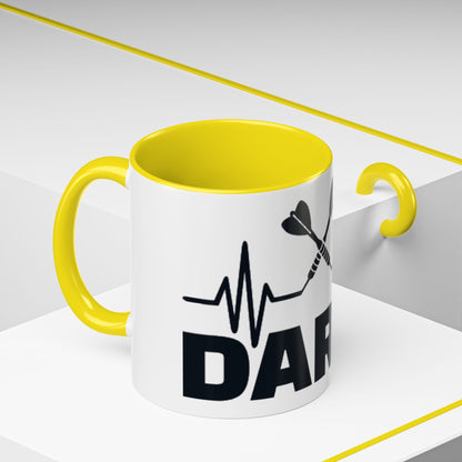 Darts Heartbeat Accent Coffee Mug — Darts Player Gift (310 ml)