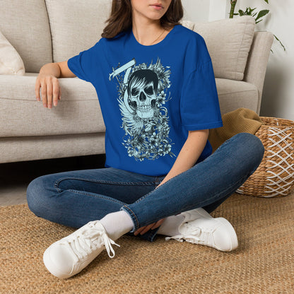 Skull Floral Tee — Gothic Skull with Flowers Graphic T-Shirt