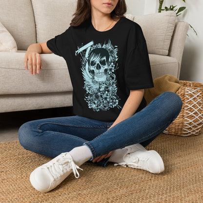 Skull Floral Tee — Gothic Skull with Flowers Graphic T-Shirt