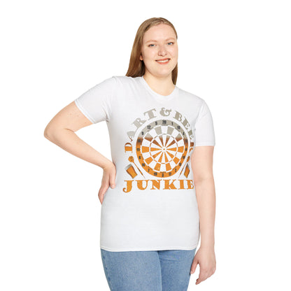 Dart & Beer Junkie T-Shirt — Retro Dartboard Pub Game Tee