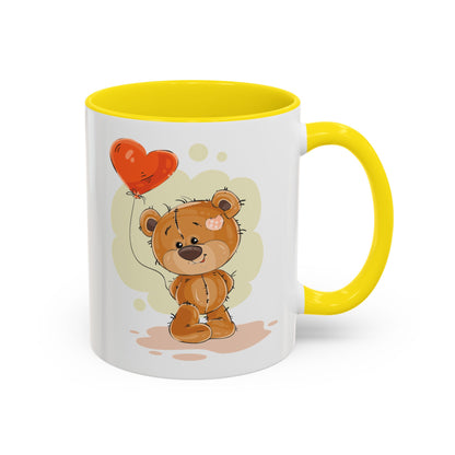 Cute Teddy Bear Coffee Mug with Heart Balloon — Gift Mug for Kids & New Parents