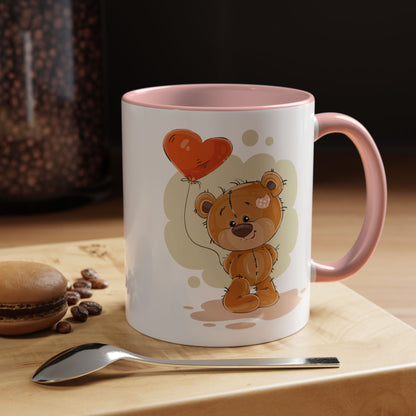 Cute Teddy Bear Coffee Mug with Heart Balloon — Gift Mug for Kids & New Parents