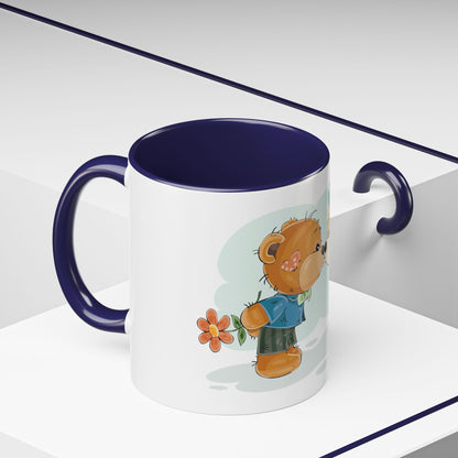 Cute Kissing Bear Couple Accent Coffee Mug – Romantic Valentine’s Gift