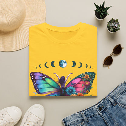 Butterfly Moon Phases T‑Shirt — Colorful Floral Wing Tee