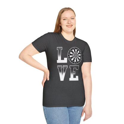 Darts Love T-Shirt — "LOVE" with Dartboard Graphic