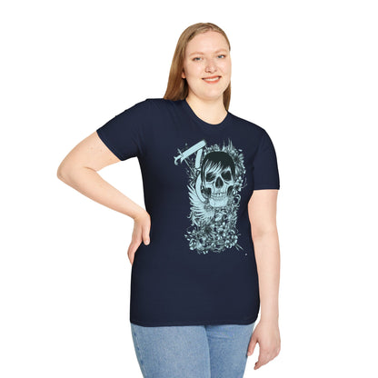 Skull Floral Tee — Gothic Skull with Flowers Graphic T-Shirt