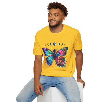 Butterfly Moon Phases T‑Shirt — Colorful Floral Wing Tee