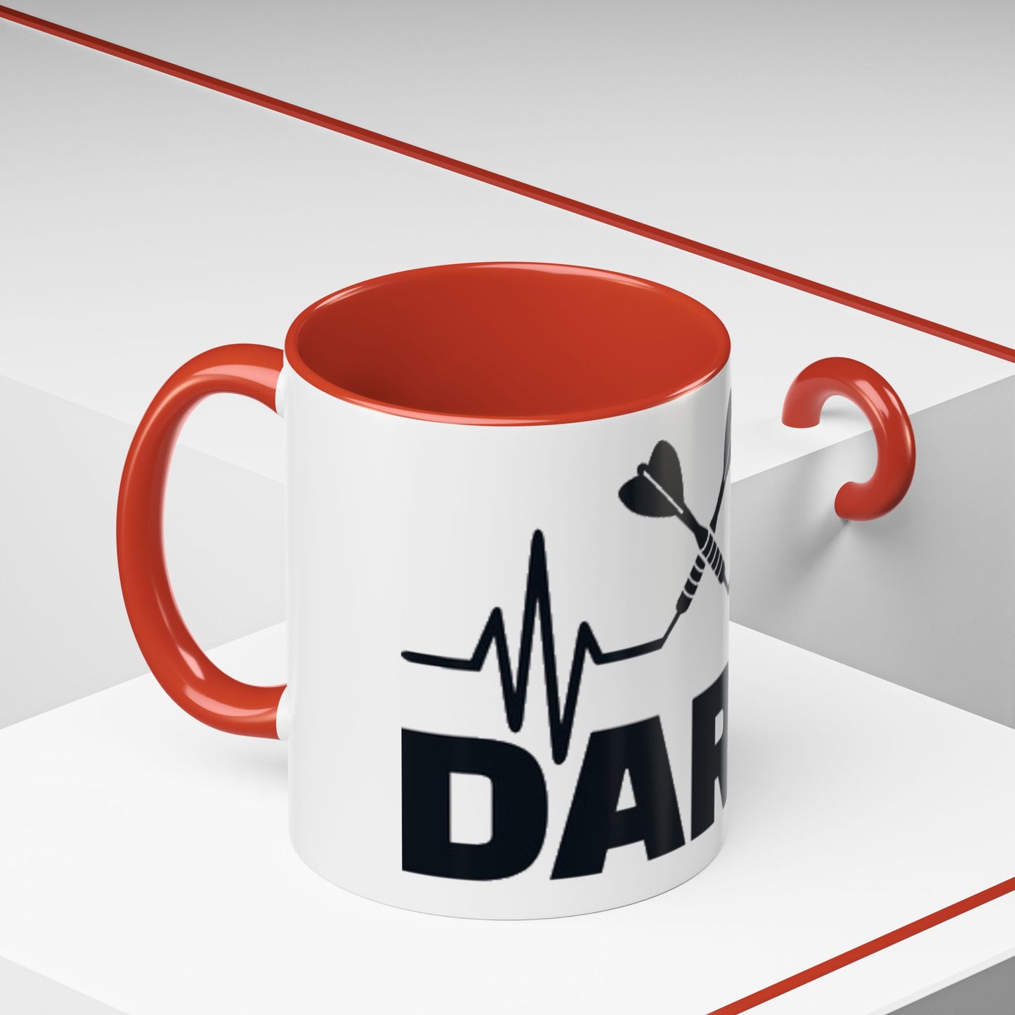 Darts Heartbeat Accent Coffee Mug — Darts Player Gift (310 ml)