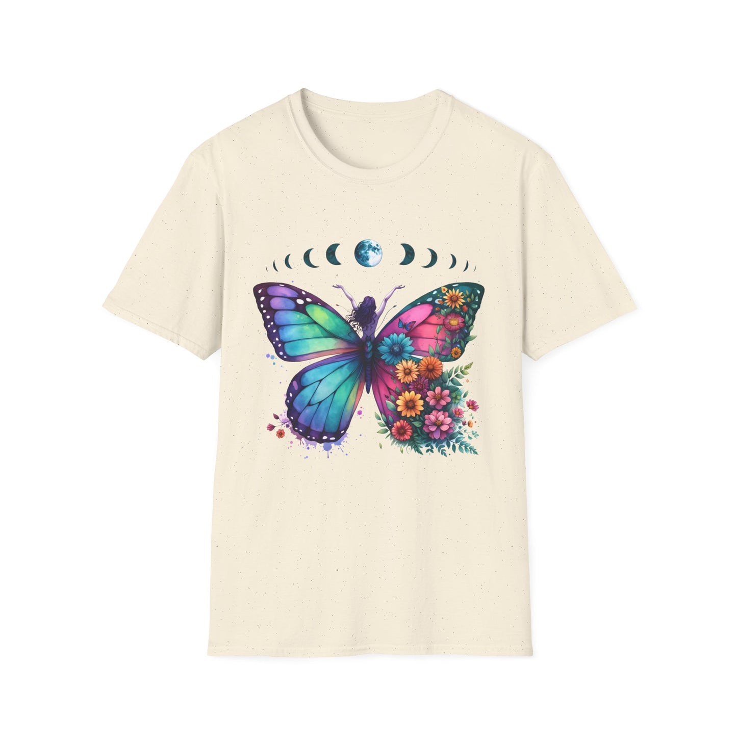 Butterfly Moon Phases T‑Shirt — Colorful Floral Wing Tee