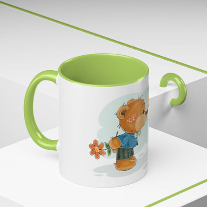 Cute Kissing Bear Couple Accent Coffee Mug – Romantic Valentine’s Gift