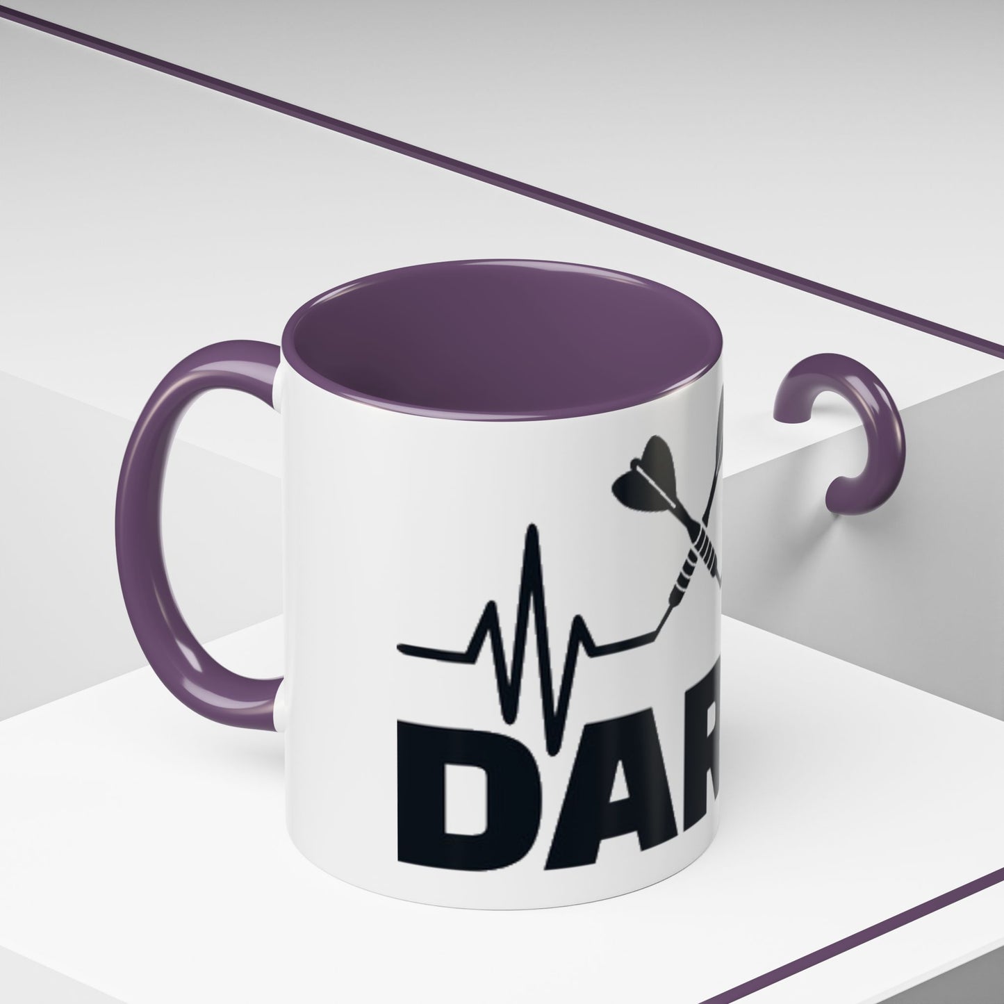 Darts Heartbeat Accent Coffee Mug — Darts Player Gift (310 ml)