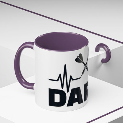Darts Heartbeat Accent Coffee Mug — Darts Player Gift (310 ml)