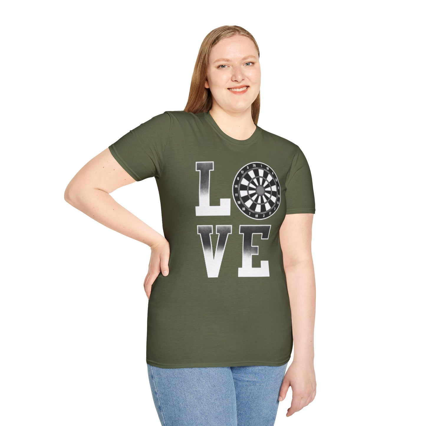 Darts Love T-Shirt — "LOVE" with Dartboard Graphic