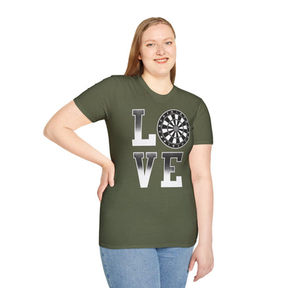 Darts Love T-Shirt — "LOVE" with Dartboard Graphic