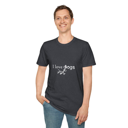 I Love Dogs T-Shirt – Cute Paw Print Graphic Tee for Dog Lovers