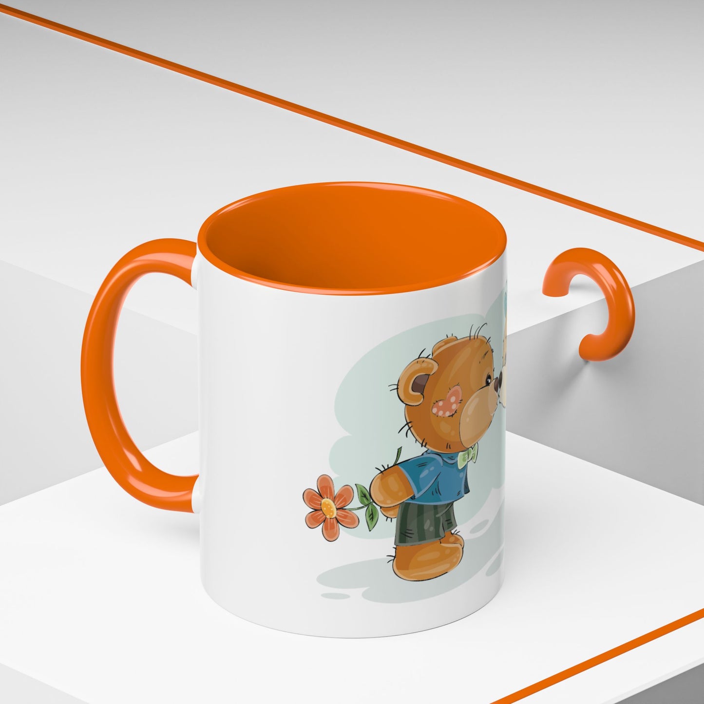 Cute Kissing Bear Couple Accent Coffee Mug – Romantic Valentine’s Gift
