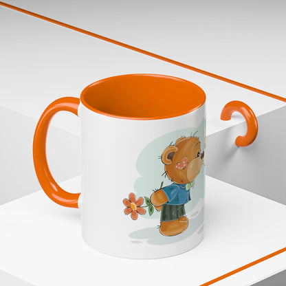 Cute Kissing Bear Couple Accent Coffee Mug – Romantic Valentine’s Gift