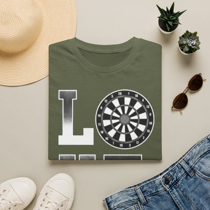 Darts Love T-Shirt — "LOVE" with Dartboard Graphic