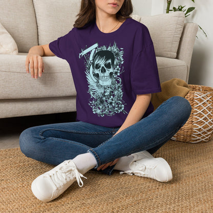 Skull Floral Tee — Gothic Skull with Flowers Graphic T-Shirt