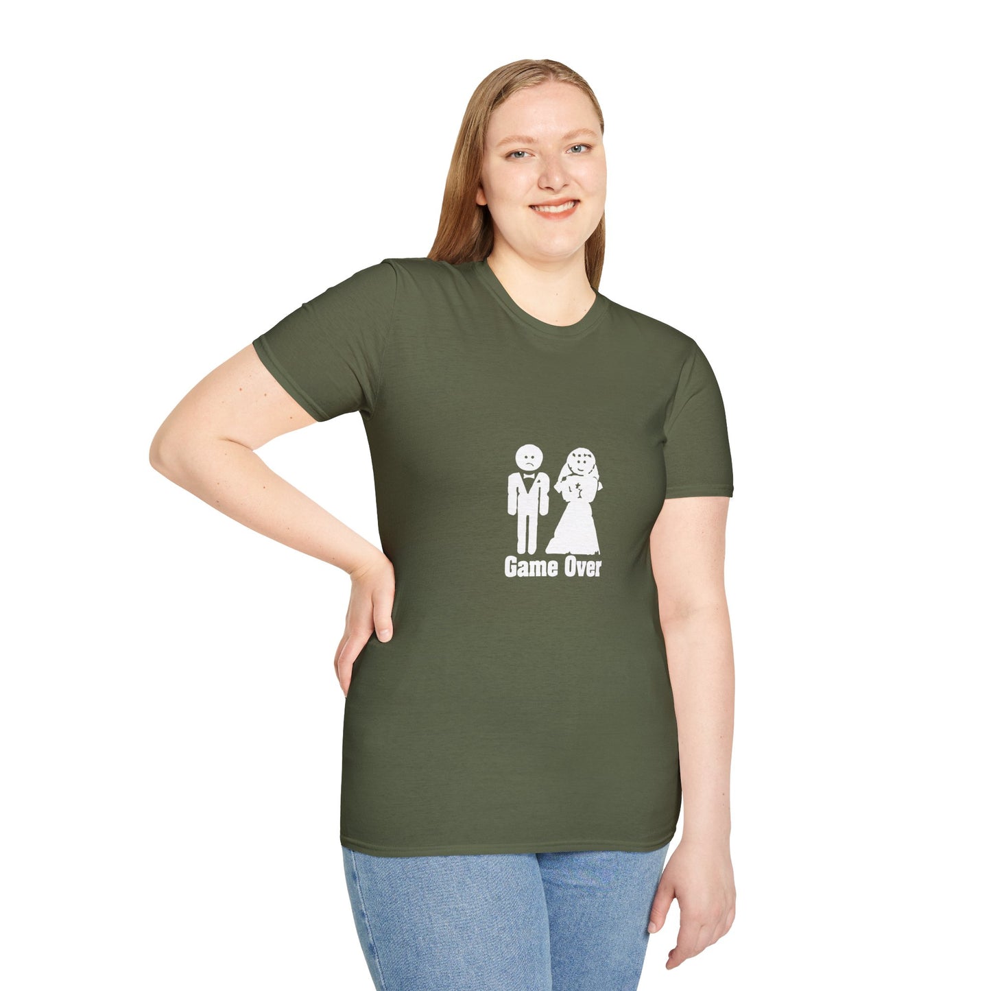 Game Over Wedding T‑Shirt — Funny Bride & Groom Engagement Shirt