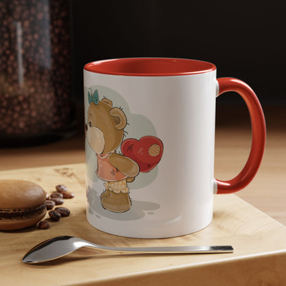 Cute Kissing Bear Couple Accent Coffee Mug – Romantic Valentine’s Gift