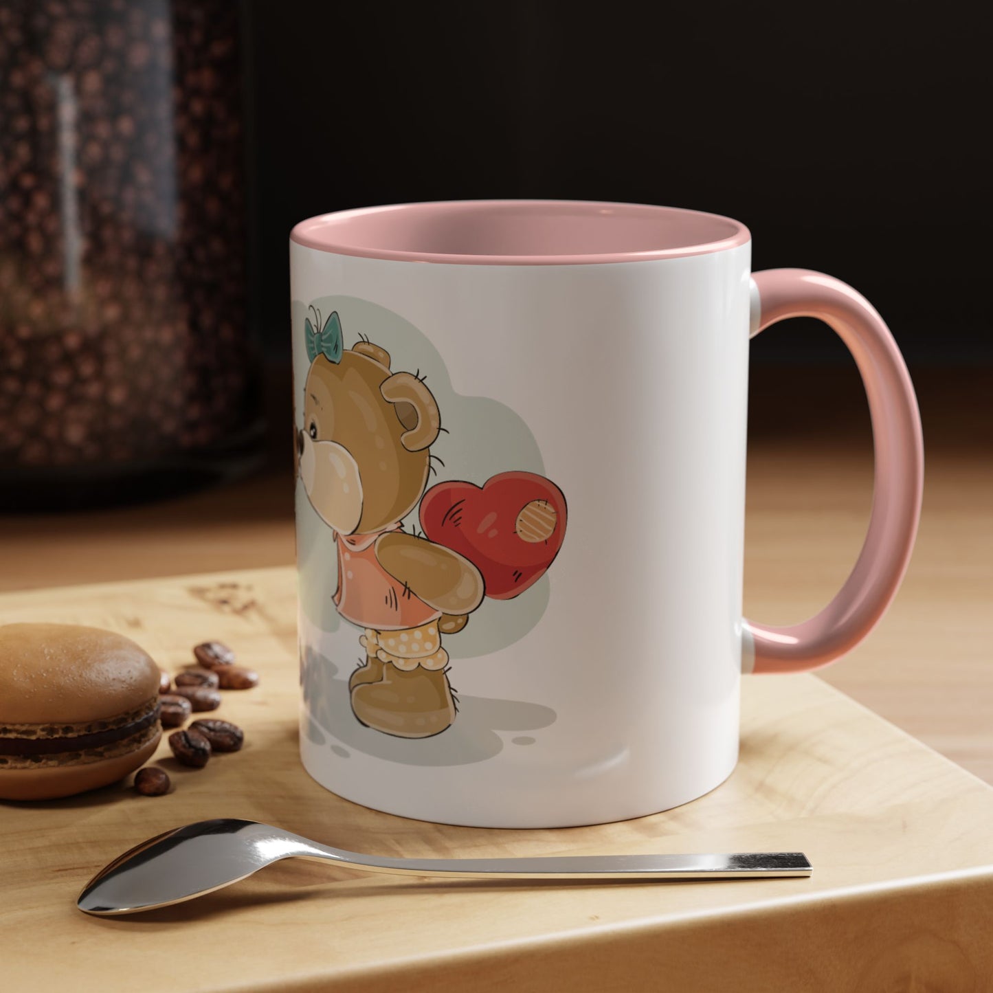 Cute Kissing Bear Couple Accent Coffee Mug – Romantic Valentine’s Gift