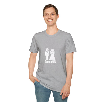 Game Over Wedding T‑Shirt — Funny Bride & Groom Engagement Shirt