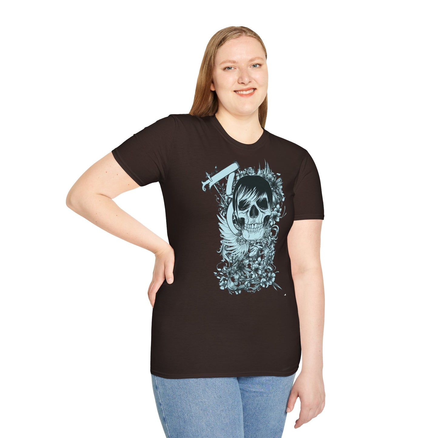 Skull Floral Tee — Gothic Skull with Flowers Graphic T-Shirt