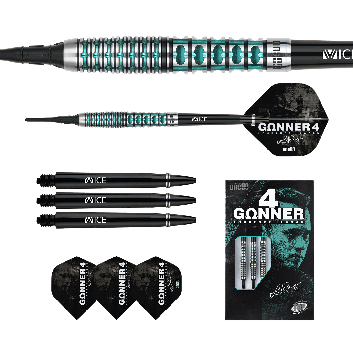 One80 GUNNER 4 Softtip - Black&Jade