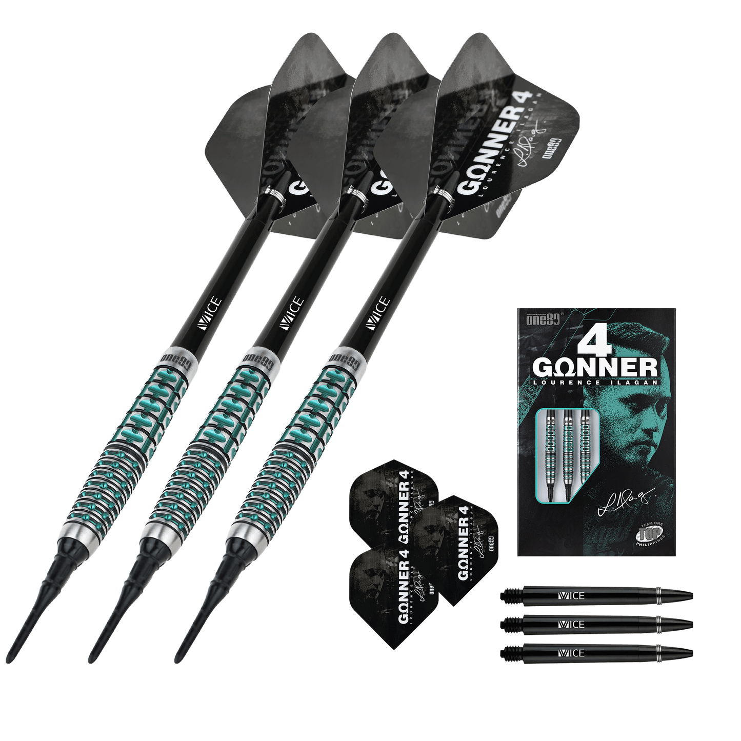 One80 GUNNER 4 Softtip - Black&Jade