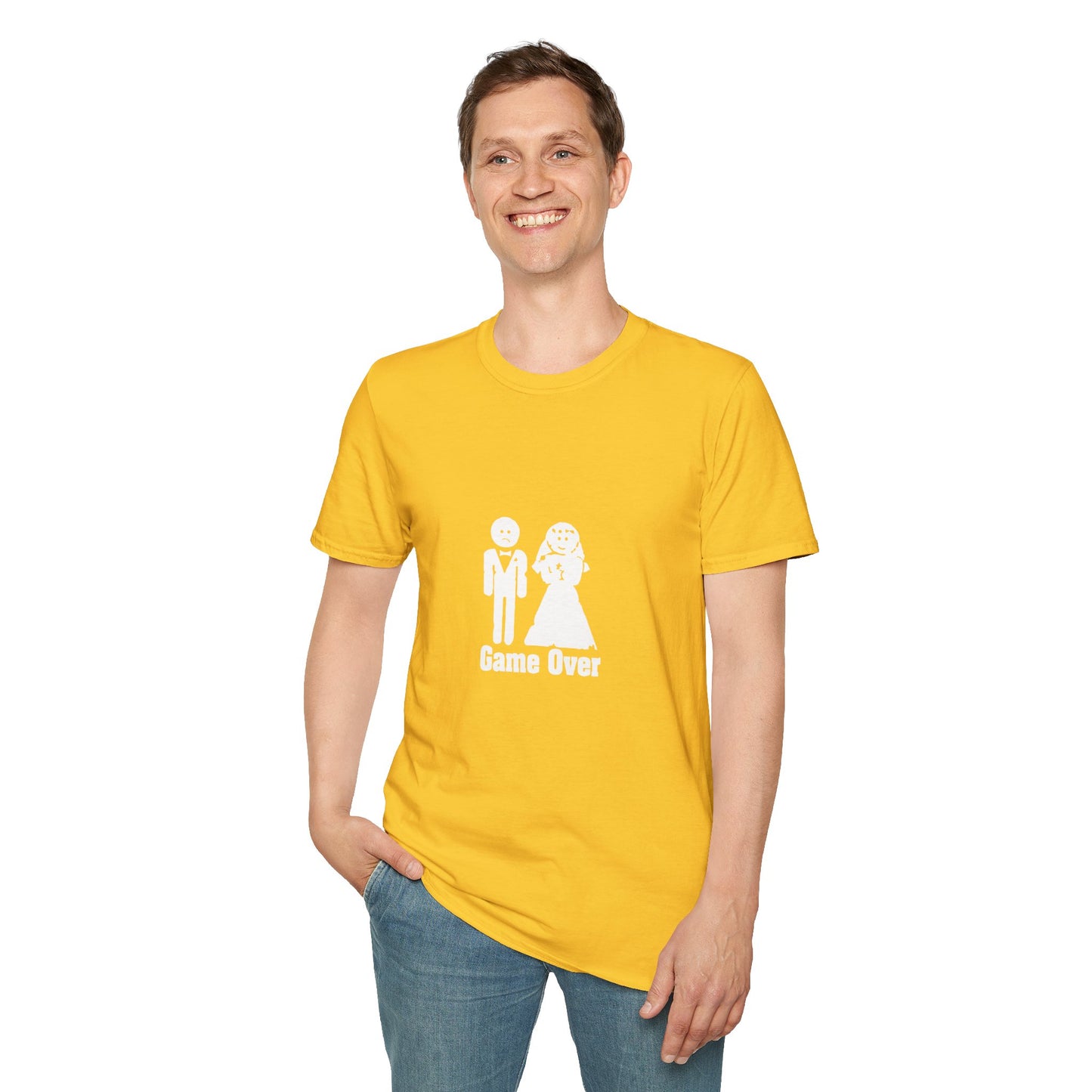 Game Over Wedding T‑Shirt — Funny Bride & Groom Engagement Shirt