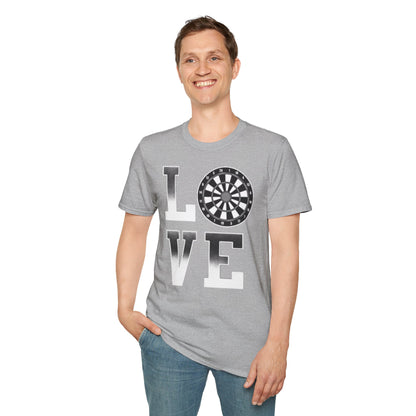 Darts Love T-Shirt — "LOVE" with Dartboard Graphic
