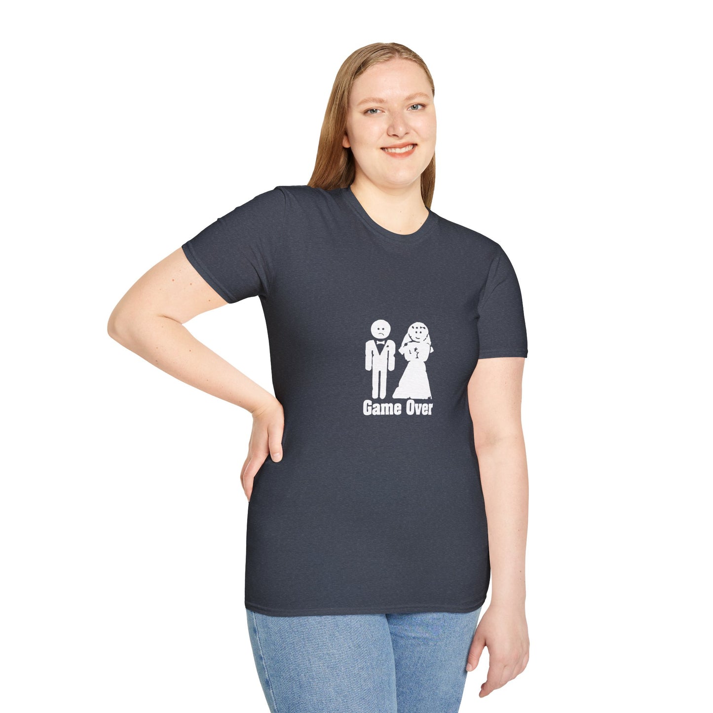 Game Over Wedding T‑Shirt — Funny Bride & Groom Engagement Shirt