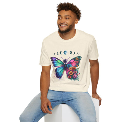 Butterfly Moon Phases T‑Shirt — Colorful Floral Wing Tee