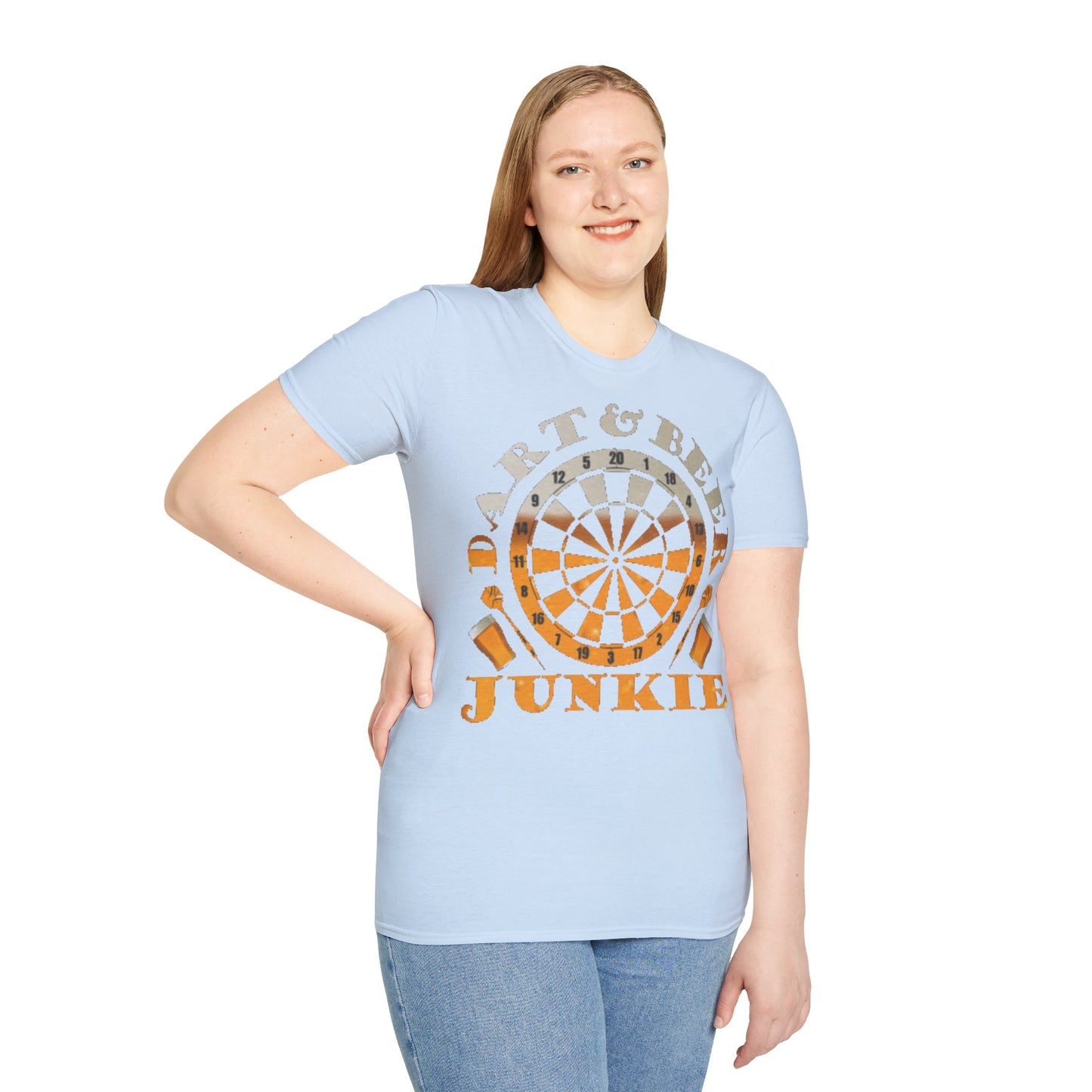 Dart & Beer Junkie T-Shirt — Retro Dartboard Pub Game Tee