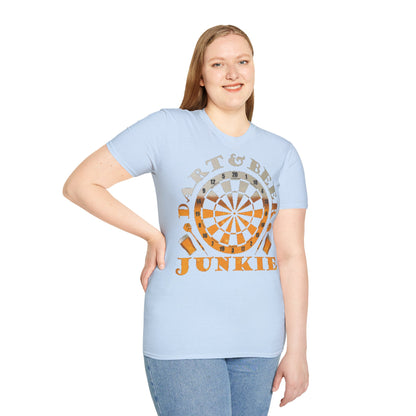Dart & Beer Junkie T-Shirt — Retro Dartboard Pub Game Tee