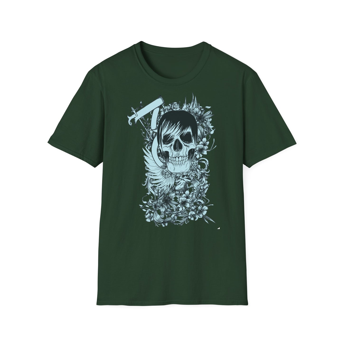 Skull Floral Tee — Gothic Skull with Flowers Graphic T-Shirt