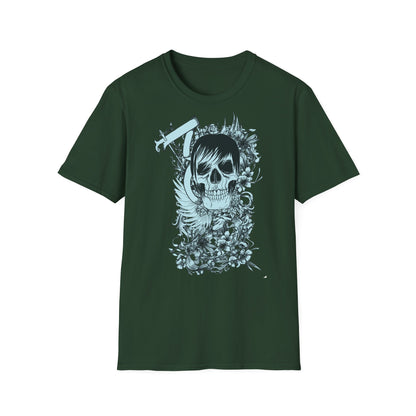 Skull Floral Tee — Gothic Skull with Flowers Graphic T-Shirt