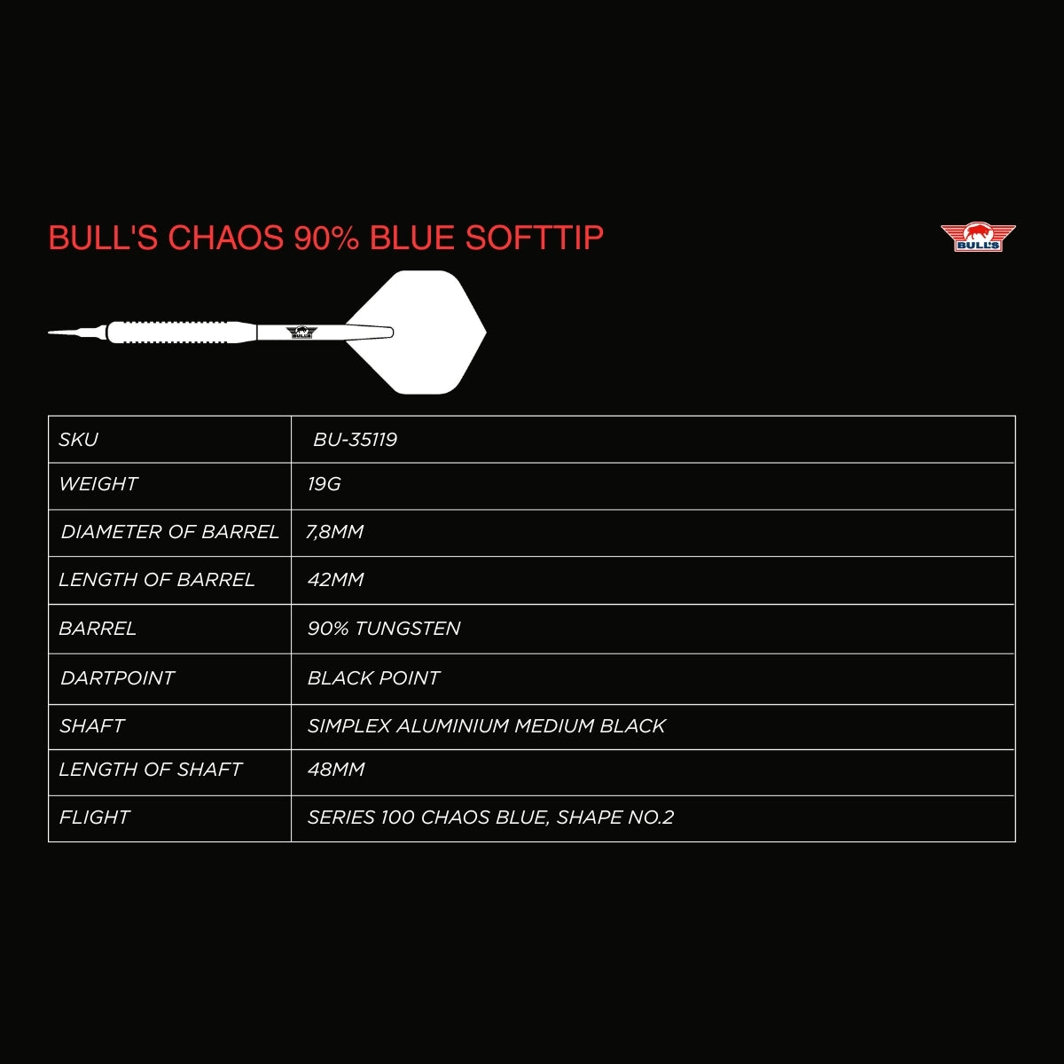 Bull's Chaos Blue Softdarts