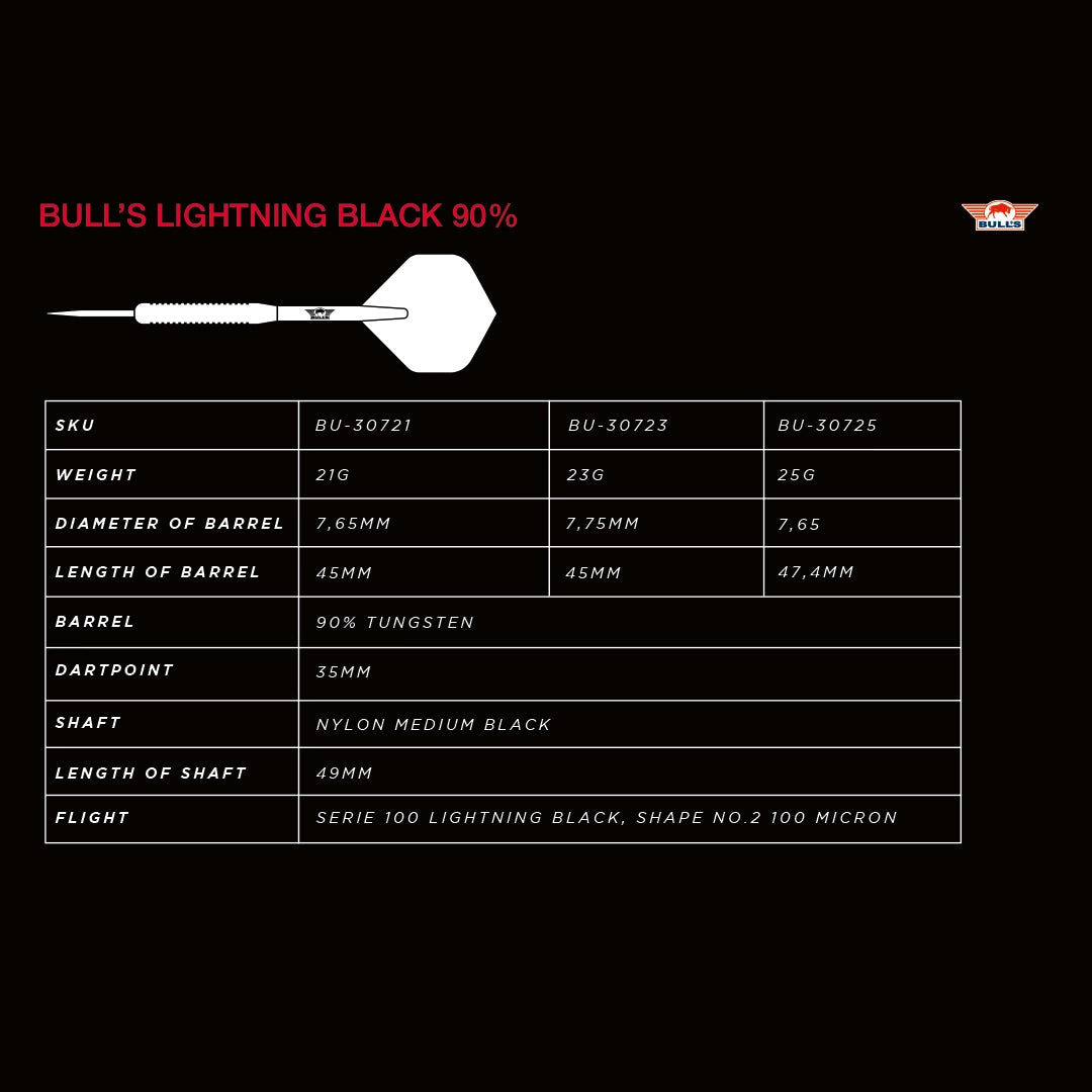 Bull's Lightning Black Steeldarts