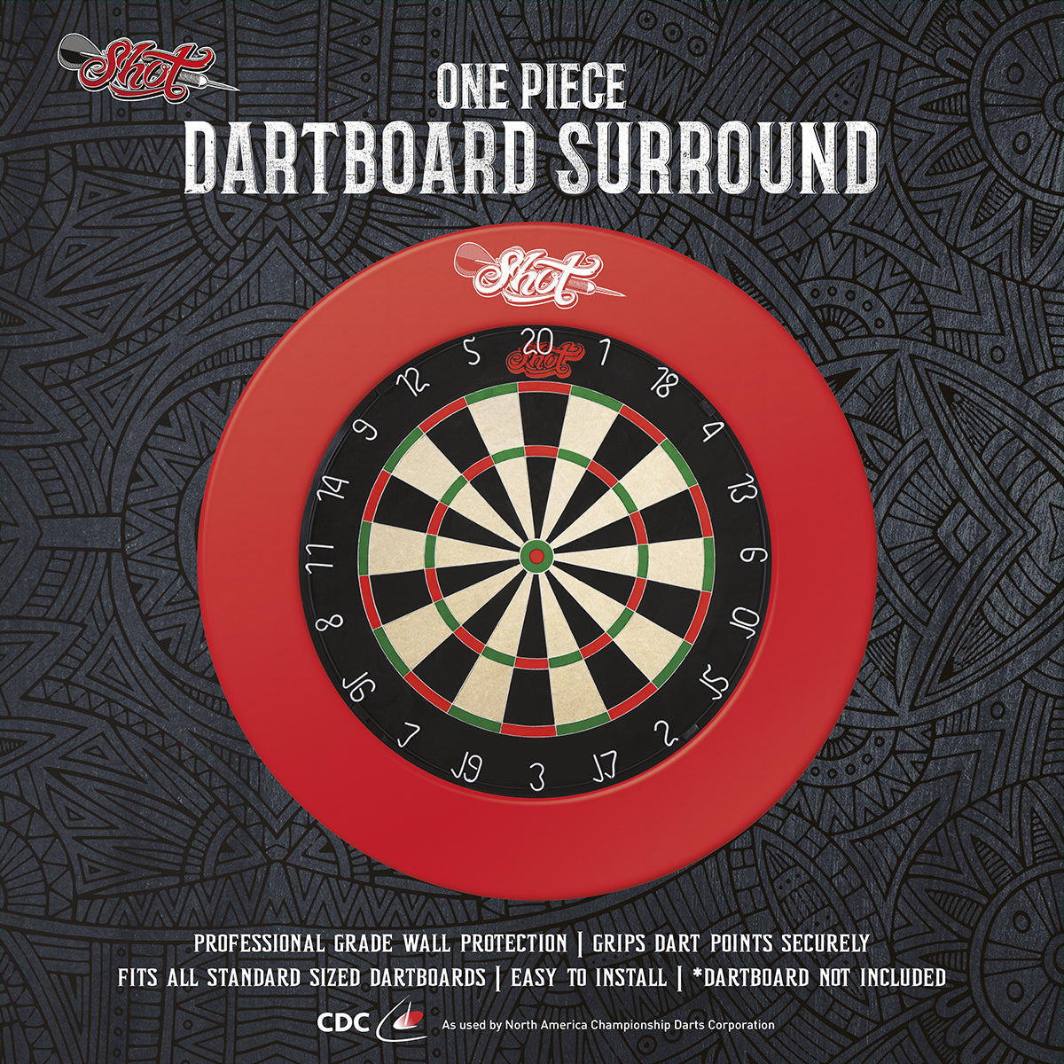 Shot 1pce Dartboard Surround Red