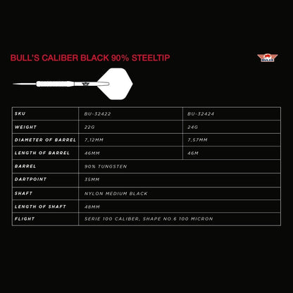Bull's Caliber Black 90 % Steeldarts