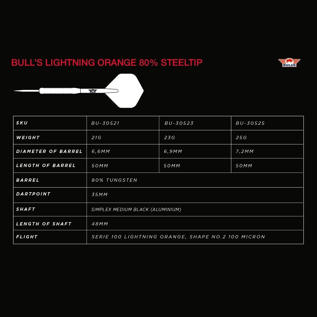 Bull's Lightning Orange Steeldarts