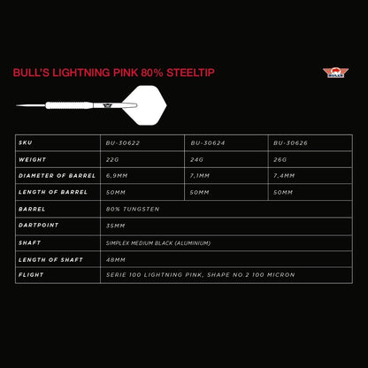 Bull's Lightning Pink Steeldarts