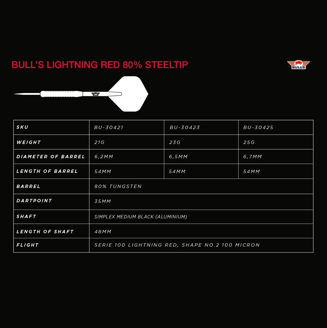 Bull's Lightning Red Steeldarts