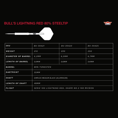 Bull's Lightning Red Steeldarts