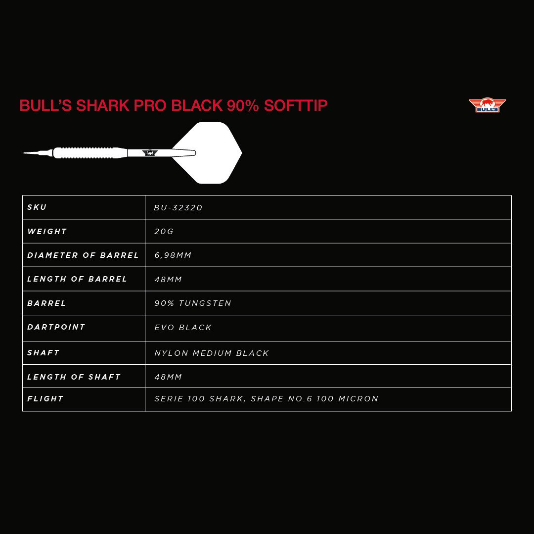 Bull's Shark Pro Black Softdarts